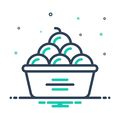 Icon for full, filled, teeming, fraught, adequate, sufficient, product, fruit, vegetable, basket