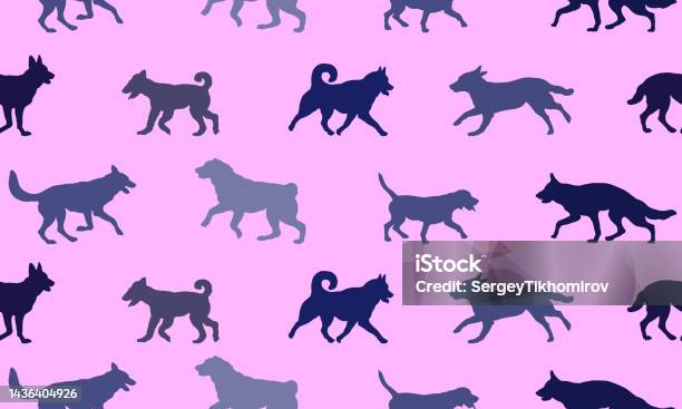 Dog Element Texture Seamless Pattern Dogs Various Breeds In Different Poses Endless Texture ...