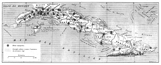 Antique image: Maps of Cuba during the Spanish-American war