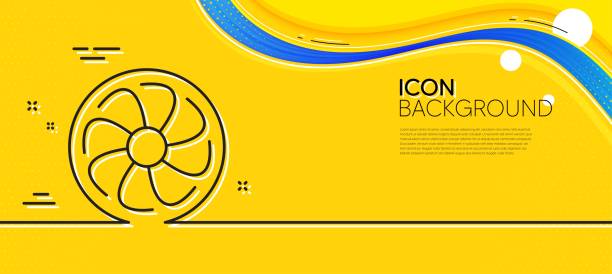 Fan engine line icon. Jet turbine sign. Minimal line yellow banner. Vector Fan engine line icon. Abstract yellow background. Jet turbine sign. Ventilator symbol. Minimal fan engine line icon. Wave banner concept. Vector ventilator background stock illustrations