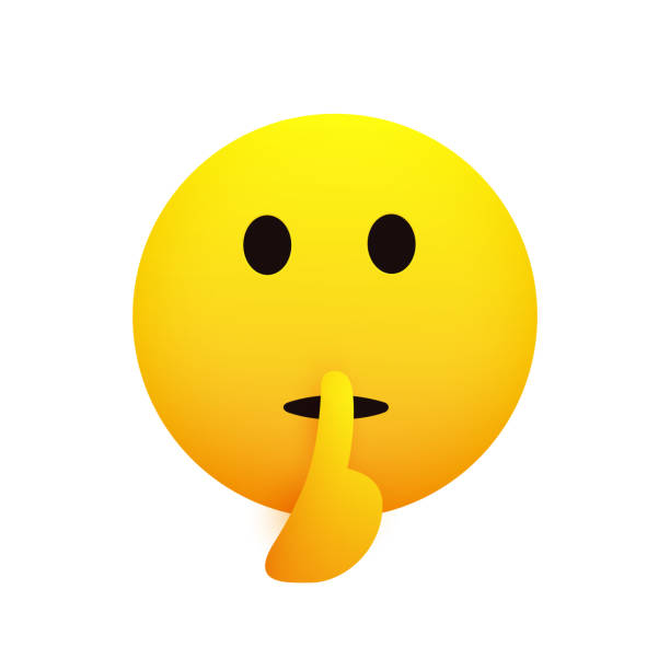 Serious Shushing Face Serious Looking Emoji Face Gestures, Showing Warning, Stay Quiet, Make Silence Sign - Emoticon with Open Eyes Isolated on White Background - Vector Design Illustration keep calm and stock illustrations