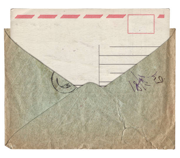 istock Vintage paper background with old envelope and postcard isolated 1436419896