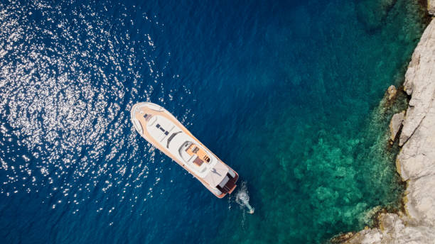 istock Modern yacht moored in sea 1436420010