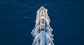 Modern yacht cruising in sea