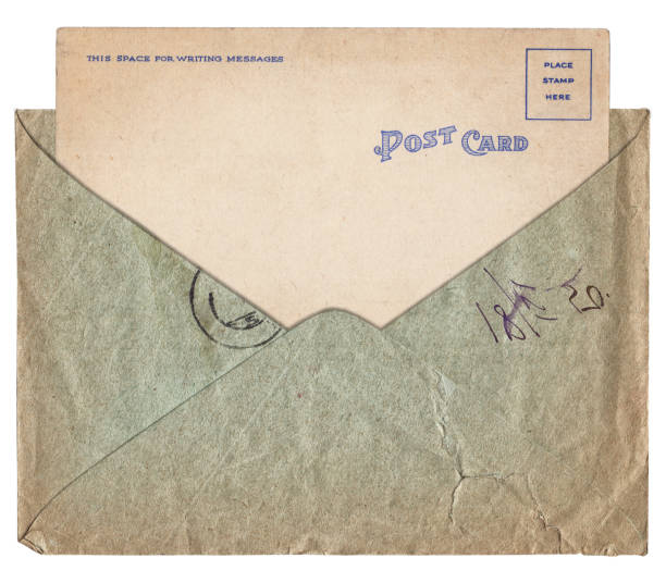 istock Vintage paper background with old envelope and postcard isolated 1436421000