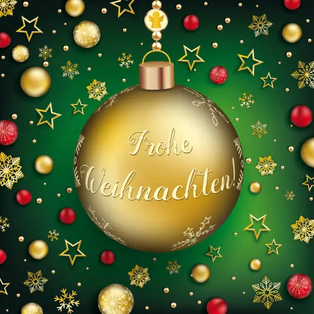 Vector illustration of German text Frohe Weihnachten, translate Merry Christmas. Eps 10 vector file.