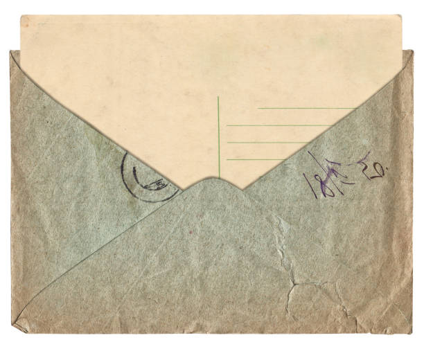 istock Vintage paper background with old envelope and postcard isolated 1436421563