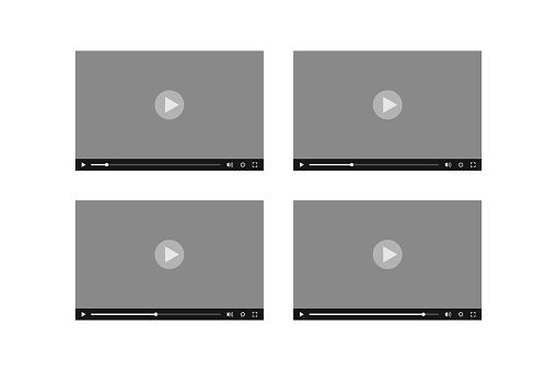 Video player template icon set. Multimedia player illustration symbol. Sign interface mediaplayer vector flat.