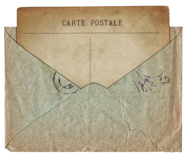 istock Vintage paper background with old envelope and postcard isolated 1436423851