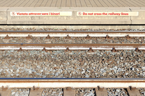 Train tracks at train station.