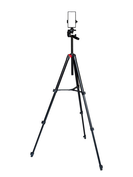istock Smartphone with blank screen on the tripod camera isolated on white background. 1436430480