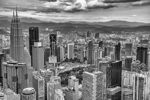 Aerial view of Kuala Lumpur city center skyline, Malaysia