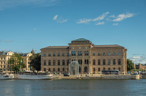 Closeup, National Museum, Skeppsbron quay, Stockholm, Sweden stock photo