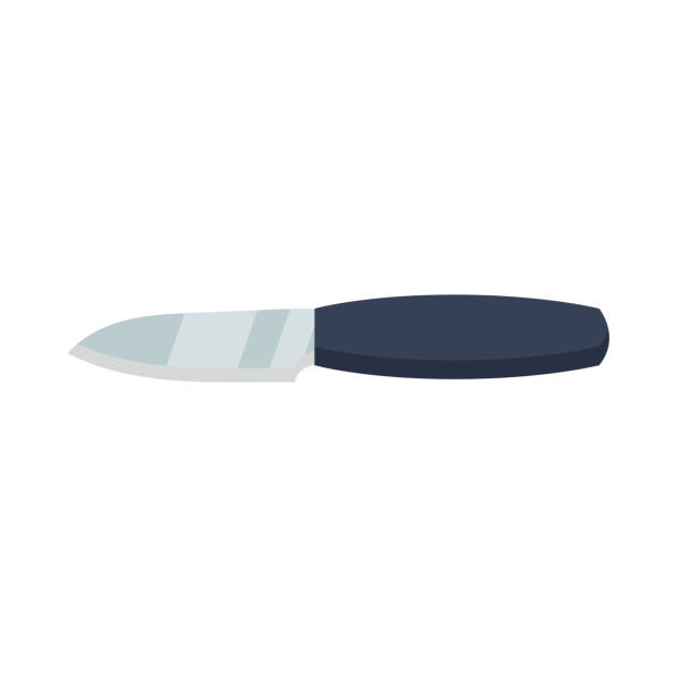 Paring Knife With Black Handle Cartoon Illustration Stock Illustration -  Download Image Now - iStock