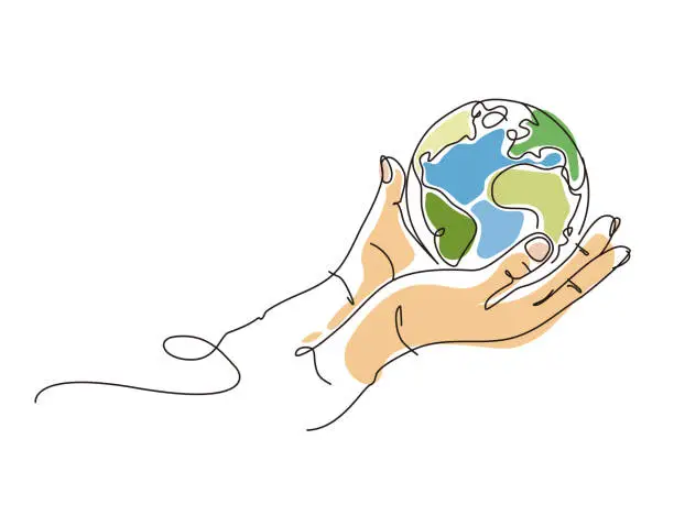 Vector illustration of sketch lifestyle 7_hands hold earth vector illustration graphic EPS 10