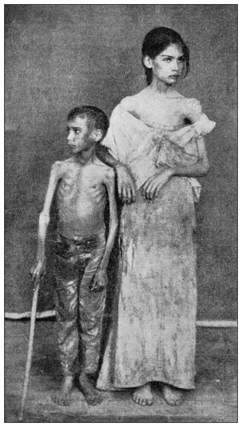 Antique image: Cuban famine people malnutrition