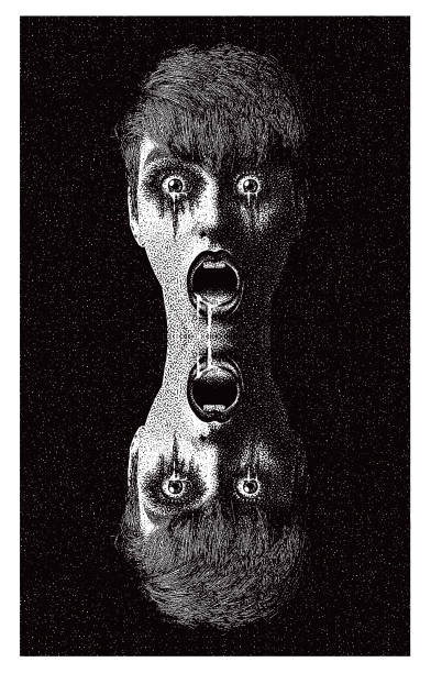 przerażający kobiecy potwór - horror spooky shock zombie stock illustrations