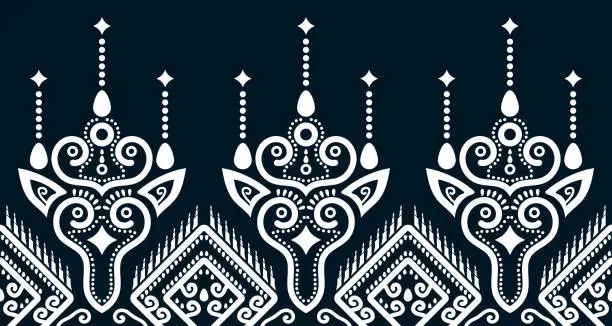 Vector illustration of abstract ethnic pattern seamless design line white Aztec geometric background EP.71