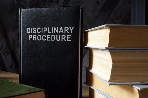 Book disciplinary procedure is on the shelf.