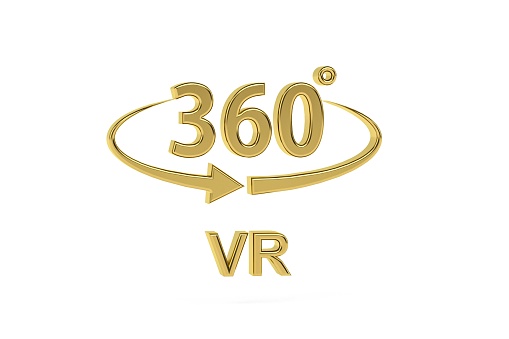 Golden 3d virtual reality icon isolated on white background - 3d render