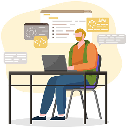 Programmer Engineering And Coding Set Of Programmers Working On Web ...