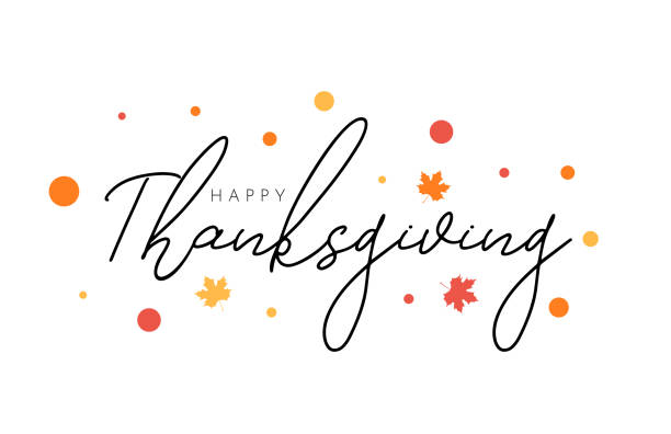 ilustrações de stock, clip art, desenhos animados e ícones de happy thanksgiving lettering background, card. vector - thanksgiving