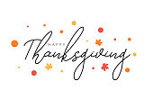 istock Happy Thanksgiving lettering background, card. Vector 1436444876