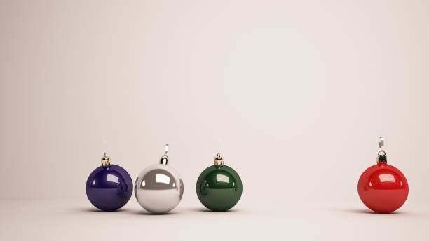 istock 3D rendering of Christmas balls on white empty background 1436445569