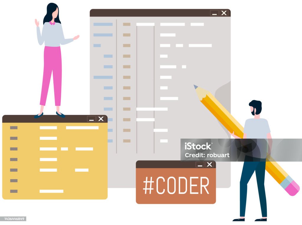 Programmer Engineering And Coding Set Of Programmers Working On Web ...