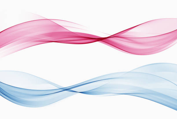 istock Set of smooth wavy lines Transparent waves in blue and pink color 1436447410
