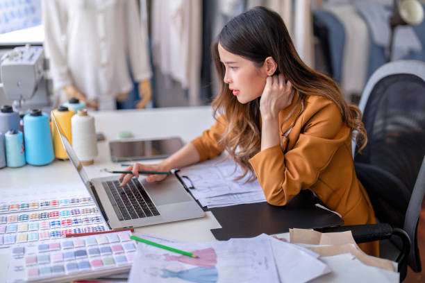istock Young professional clothes fashion textile creative thinking designer 1436451508