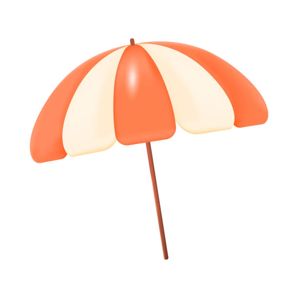 istock Red and white sun umbrella for beach or outdoor cafe 3D icon 1436452551