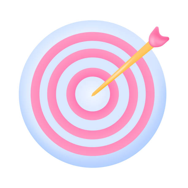 Arrow hitting bullseye or target 3D icon vector art illustration