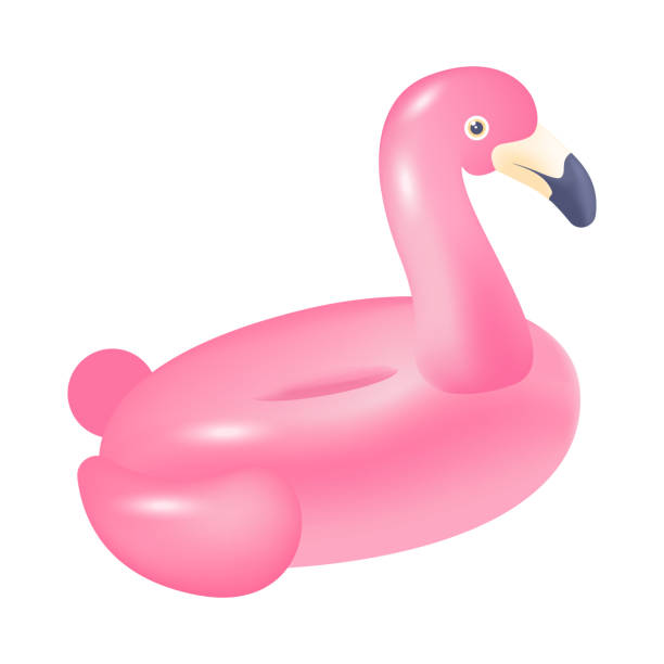 istock Inflatable pool ring in shape of flamingo 3D icon 1436452603