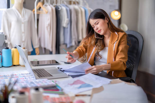 istock Young professional clothes fashion textile creative thinking designer 1436452671