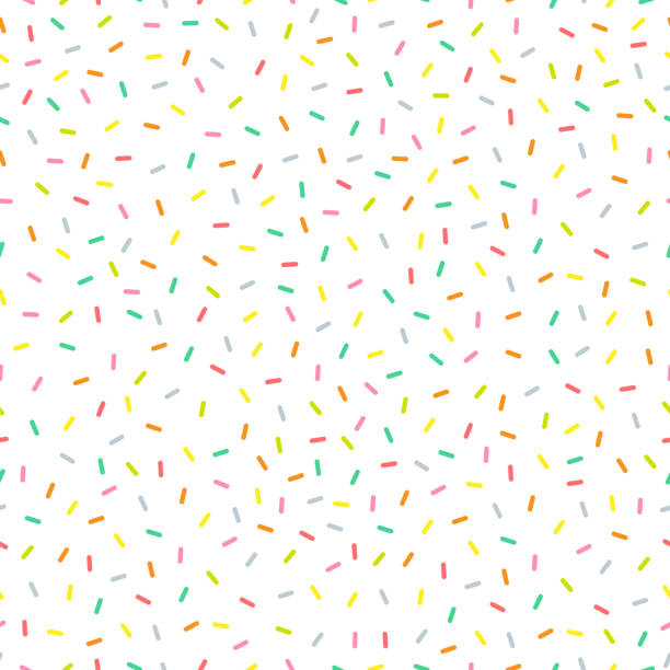 Sprinkles seamless pattern. Sweet colorful confetti. Holiday decoration. Vector illustration isolated on white.