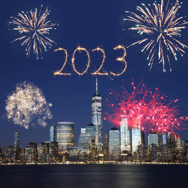 New year 2023 fireworks New York Manhattan New year 2023 fireworks New York Manhattan new years eve new york stock pictures, royalty-free photos & images