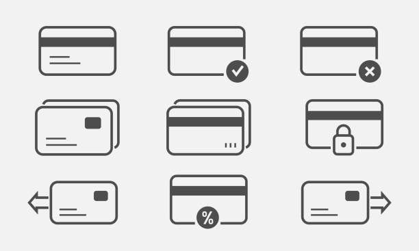 Credit card line icon set. Vector illustration