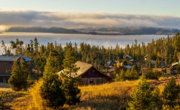 istock Beautiful Autumn Sunrise on Granby Lake 1436457282