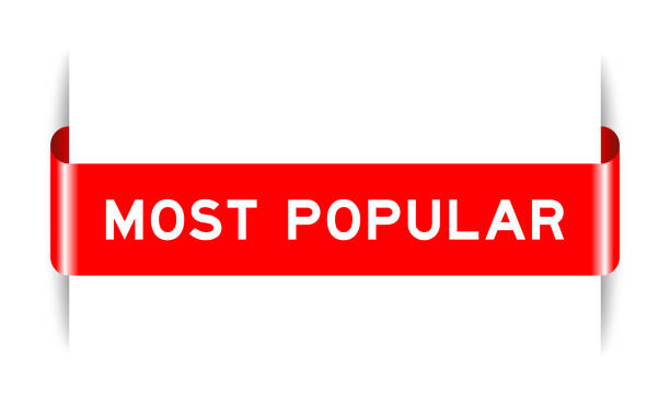 ilustrações, clipart, desenhos animados e ícones de faixa de rótulo inserida de cor vermelha com palavra mais popular no fundo branco - reputed