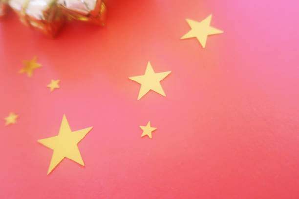 Christmas Decoration, Gold Colored Stars, Pink Background