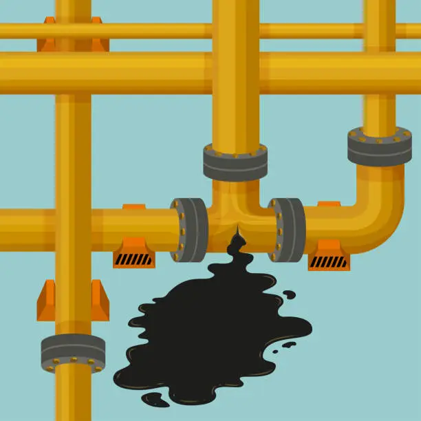 Vector illustration of Oil Pipeline Spill Pollution .