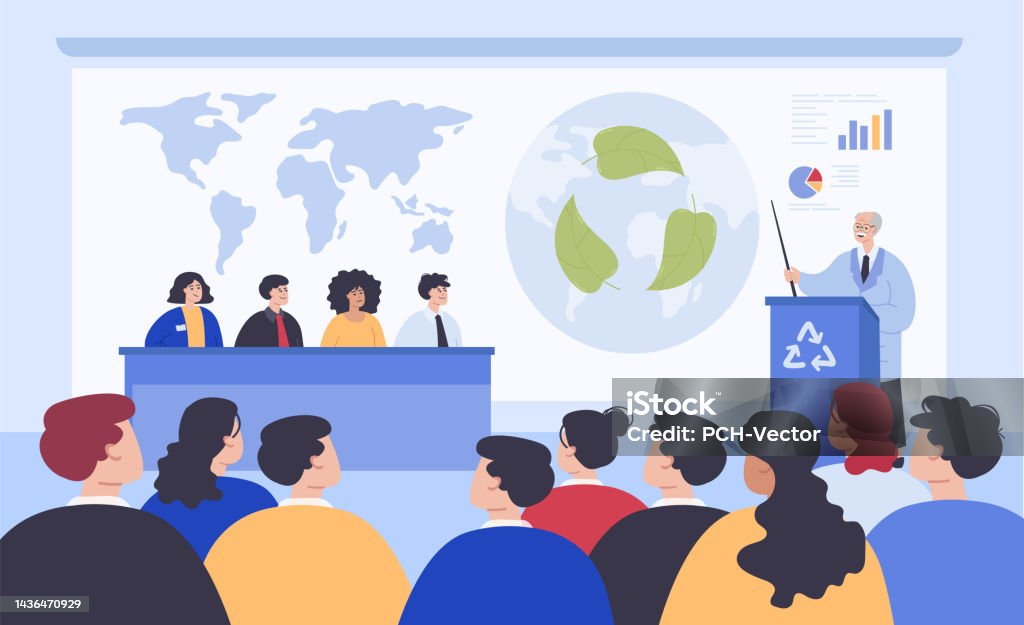 Environment Protection Meeting Speakers Speech At Conference On Environmental Protection Stock ...
