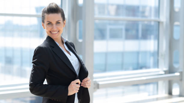 istock Busines woman in office lobby 1436481214