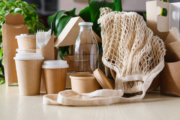 Eco-friendly items made from biodegradable materials for everyday life. The concept of zero waste.