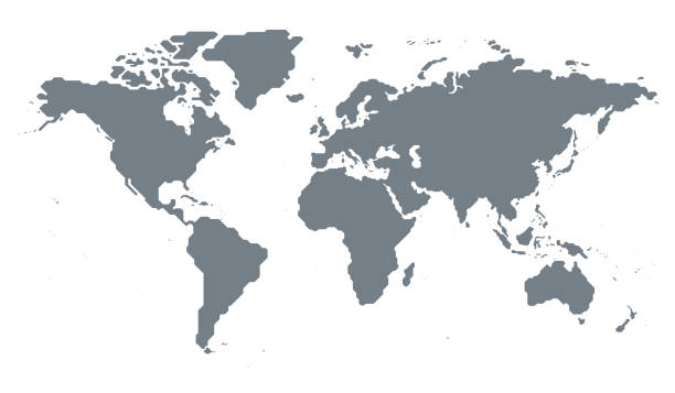 ilustrações, clipart, desenhos animados e ícones de mapa do mundo resumo geométrico estilizado. isolado em fundo branco. ilustração de estoque de vetores - grayscale