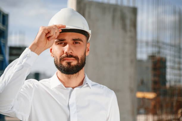 istock Portrait of man that is in uniform on the construction site 1436483096
