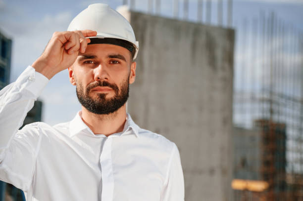 istock Portrait of man that is in uniform on the construction site 1436483106