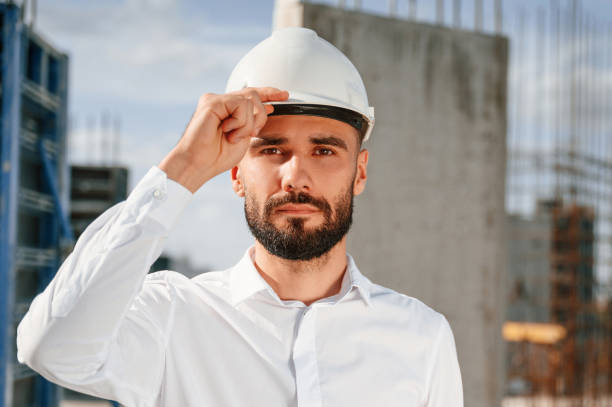 istock Portrait of man that is in uniform on the construction site 1436483108