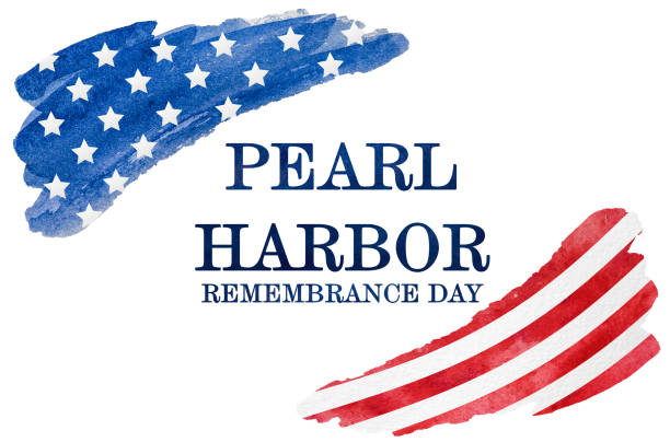 pearl harbor remembrance day. beautiful card. closeup - pearl harbor stock illustrations